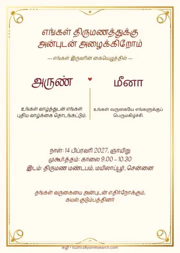 இருவர் கையெழுத்தில் திருமண அழைப்பிதழ்